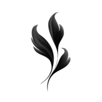 Black and white abstract illustration of stylized leaves with minimalist design, featuring smooth curves and modern aesthetic. image conveys sense of elegance and simplicity png