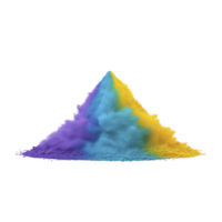 Vibrant pile of colorful powder featuring shades of purple, blue, and yellow, creating dynamic and artistic display. colors blend seamlessly, evoking sense of creativity and energy png
