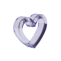 Transparent, purple heart shaped glass sculpture with gold accents creates elegant and modern design. smooth curves and reflective surface add touch of sophistication png