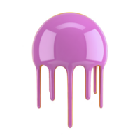 Glossy, pink, spherical object with dripping paint effect creates vibrant and artistic visual. smooth surface and reflective highlights add modern, abstract feel png