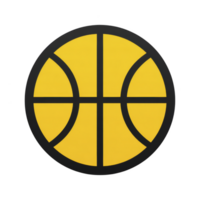 Yellow basketball icon with black outline and lines, symbolizing sports and recreation. simple design is ideal for digital use, conveying energy and activity png