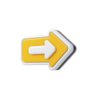 3D yellow arrow icon with white border pointing to right, symbolizing direction or navigation. design is simple and modern, suitable for digital interfaces or signage png