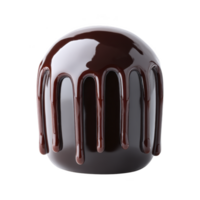 Glossy chocolate dome dessert with rich, dark chocolate glaze dripping down sides, creating indulgent and tempting appearance. Perfect for gourmet presentations png