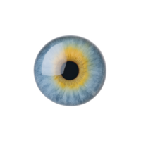 Detailed close up of human eye with vibrant blue and yellow iris, showcasing intricate patterns and textures. image highlights eye natural beauty and complexity png