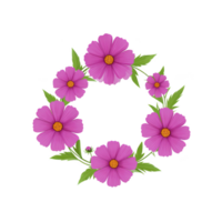 vibrante floral guirlanda composto do Rosa flores e verde folhas arranjado dentro circular padrão, criando alegre e decorativo Projeto png
