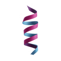 Vibrant, twisting ribbon in shades of pink and blue creates dynamic spiral shape against transparency background, evoking sense of celebration and movement png