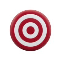 Red and white circular target with concentric rings is centered on plain background, symbolizing precision and focus png