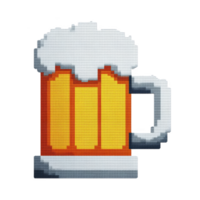 Pixel art style beer mug with frothy foam on top, featuring handle and vibrant amber color, evokes sense of fun and nostalgia png