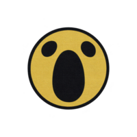 Yellow emoji with surprised expression features wide open mouth and large eyes, conveying shock or amazement. simple design is set against plain background png