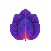 This features vibrant digitally created leaf design with striking color gradient of purple and orange. intricate vein patterns add sense of depth and texture creating visually captivating effect png