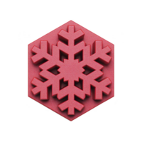 Red snowflake design with hexagonal shape, featuring intricate geometric patterns and textured surface, evokes festive and wintery feel png