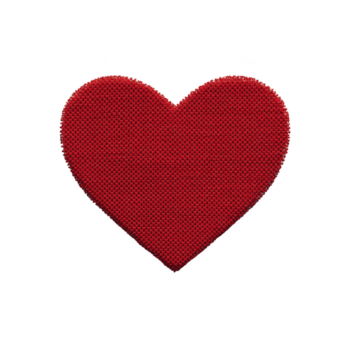 Red textured heart shape on transparency background, symbolizing love and affection. heart has mesh like pattern, adding unique visual interest to classic symbol png