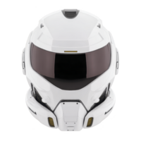 Sleek white futuristic helmet with dark visor, designed for advanced protection and style. helmet features smooth contours and integrated technology elements, ideal for modern use png