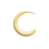 Shiny, smooth crescent moon shape in glossy, light yellow color stands out against transparency background, evoking sense of calm and serenity png