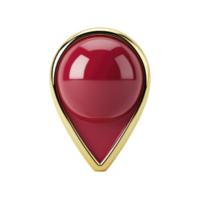 Glossy red and gold location pin icon with sleek, modern design, reflecting light and creating shiny appearance. pin is isolated transparency background, emphasizing its vibrant colors and elegant png