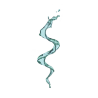 Twisting splash of water captured mid air, forming dynamic spiral shape against transparent background. fluid motion and clarity evoke sense of freshness and movement png