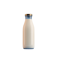 Glass bottle filled with fresh milk is displayed against plain background, showcasing its simplicity and purity. bottle is sealed with metal cap, emphasizing freshness png
