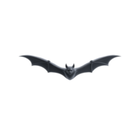 Black bat with outstretched wings is depicted against transparency background, showcasing its sleek and mysterious appearance. bat wings are detailed, emphasizing its nocturnal nature png