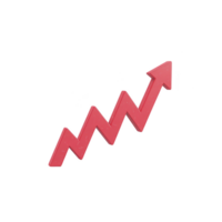 Red zigzag arrow pointing upwards symbolizes growth, success, or increase in data or statistics. arrow dynamic shape conveys sense of progress and positive momentum png