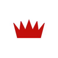 Red crown with simple, geometric design is centered on plain background, symbolizing royalty and elegance. crown sharp, angular points create modern and bold aesthetic png