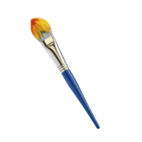 Vibrant paintbrush with blue handle and colorful bristles, perfect for artistic projects and creative expression. brush features sleek design, ideal for detailed painting png
