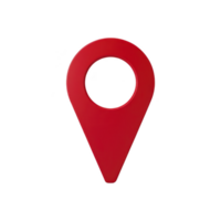 Red location pin icon with circular hole in center, symbolizing navigation and mapping. simple design is commonly used in digital maps to indicate specific point or location png