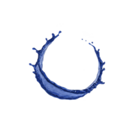 Dynamic splash of blue liquid forms circular shape against transparency background, creating sense of motion and fluidity png