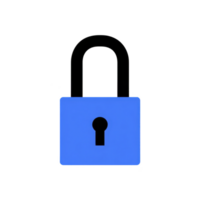 azul cadeado ícone com Preto manilha simboliza segurança e proteção. simples Projeto transmite sentido do segurança e privacidade, frequentemente usava digital contextos para representar seguro conexões ou dados png