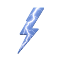 Blue lightning bolt with glowing effect, symbolizing energy and power. design is dynamic and electrifying, capturing essence of stormy atmosphere png