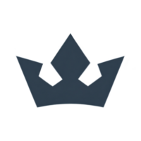 Dark blue crown icon with minimalist design, featuring sharp angles and modern aesthetic. crown symbolizes royalty, power, and elegance, suitable for branding or design purposes png