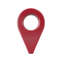 Red 3D map pin icon with glossy finish, symbolizing location or navigation, isolated on transparency background. This simple yet striking design is often used in digital maps and applications png