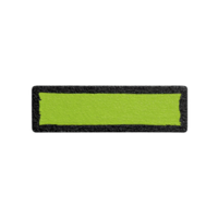 Rectangular green patch with black border, suitable for clothing or accessories, isolated on transparency background. patch has simple and bold design, ideal for customization png