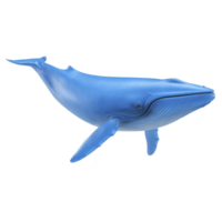 Realistic 3D rendering of blue whale, showcasing its massive size and distinct features, such as streamlined body and large flippers, against transparency background png