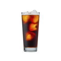 Refreshing glass of iced with ice cubes, showcasing condensation on glass, isolated on transparency background. drink appears cold and inviting, perfect for hot day png