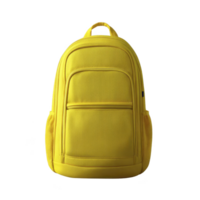 Vibrant yellow backpack with multiple compartments and sturdy handle, perfect for school or travel. design is simple yet functional, offering ample storage space png