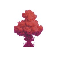 Vibrant red and pink smoke cloud billows upward, creating dramatic and artistic visual effect against transparent background. swirling patterns evoke sense of movement and energy png