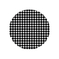 Circular pattern of evenly spaced black dots creates geometric design on transparent background. dots form symmetrical arrangement, giving sense of order and balance png