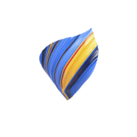 Vibrant, abstract 3D shape with swirling blue, yellow, and red stripes, resembling dynamic, colorful shell. design is modern and artistic, evoking sense of movement and creativity png