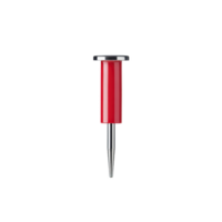 Red pushpin with metallic tip and shiny finish is isolated on transparency background, commonly used for pinning notes or papers on bulletin boards png