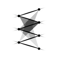 Geometric abstract design featuring intersecting lines and shapes in grayscale, creating dynamic and modern visual effect. composition is symmetrical and balanced png
