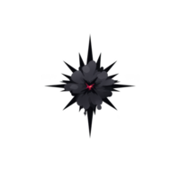 Dark, abstract starburst design with central red accent, featuring sharp, jagged edges and symmetrical pattern. image conveys sense of mystery and intensity png