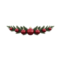 Festive Christmas garland with red ornaments and green pine leaves, creating joyful holiday decoration. Perfect for seasonal celebrations and adding touch of cheer png