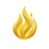 Stylized golden flame icon with smooth curves and glossy finish, symbolizing warmth and energy. design is simple yet striking, evoking sense of power and elegance png