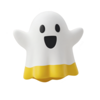 Cute, cartoon ghost with yellow base and happy expression floats against transparency background, conveying playful and cheerful vibe png