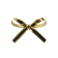 Decorative gold and black ribbon bow with shiny texture, perfect for gift wrapping or festive decorations. elegant design adds touch of sophistication to any occasion png