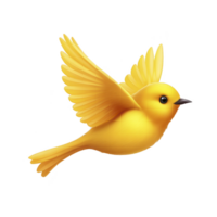 Vibrant yellow bird with outstretched wings is depicted in digital illustration, showcasing sense of freedom and joy. bird smooth feathers and bright color create lively and cheerful image png