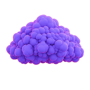 klunga av vibrerande lila sfärer former abstrakt, moln tycka om form, frammanande känsla av fantasier och kreativitet. slät, avrundad former skapa visuellt engagerande sammansättning png