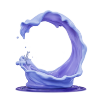 Dynamic splash of purple liquid forms elegant, swirling arc, creating sense of motion and fluidity. vibrant color and smooth texture evoke sense of creativity and energy png