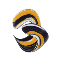 Abstract swirl of black, white, and yellow brushstrokes creating dynamic, flowing shape on transparent background. design evokes movement and creativity, perfect for modern art projects png