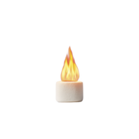 Marshmallow with flame on top creates whimsical and cozy image, evoking thoughts of campfires and sweet treats. contrast between soft marshmallow and bright flame is striking png